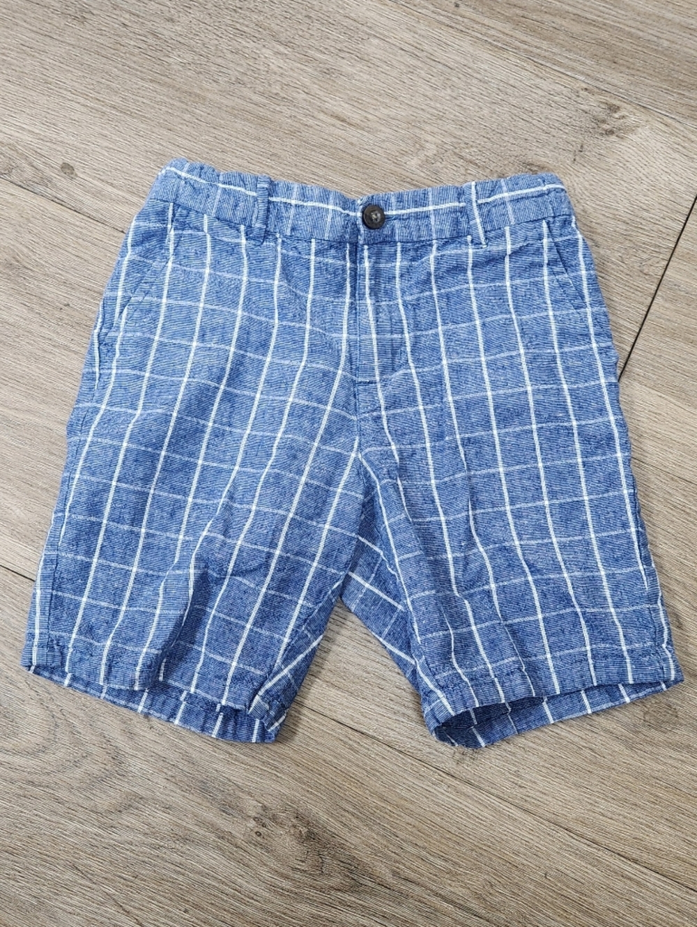 Janie and Jack Cadet Blue Tattersall Linen-Cotton Shorts - Size 8